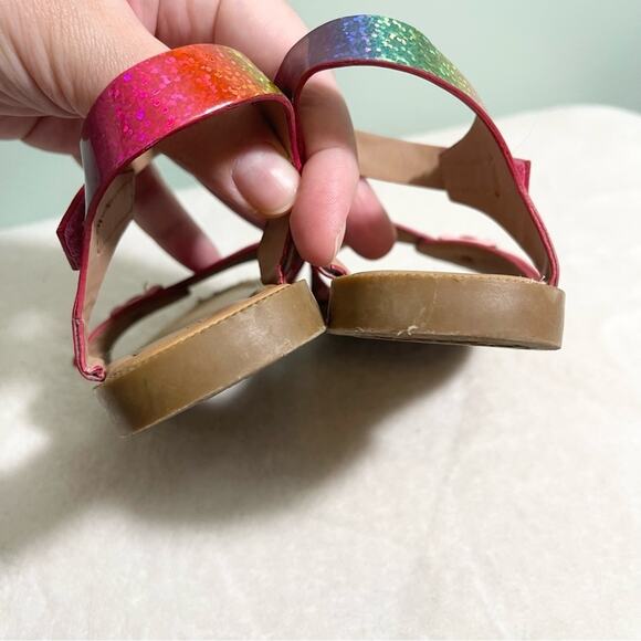 Laura Ashley Girl's Blue & Pink Rainbow Open Toe Flat Sandal Toddler Size 10 - Picture 6 of 11